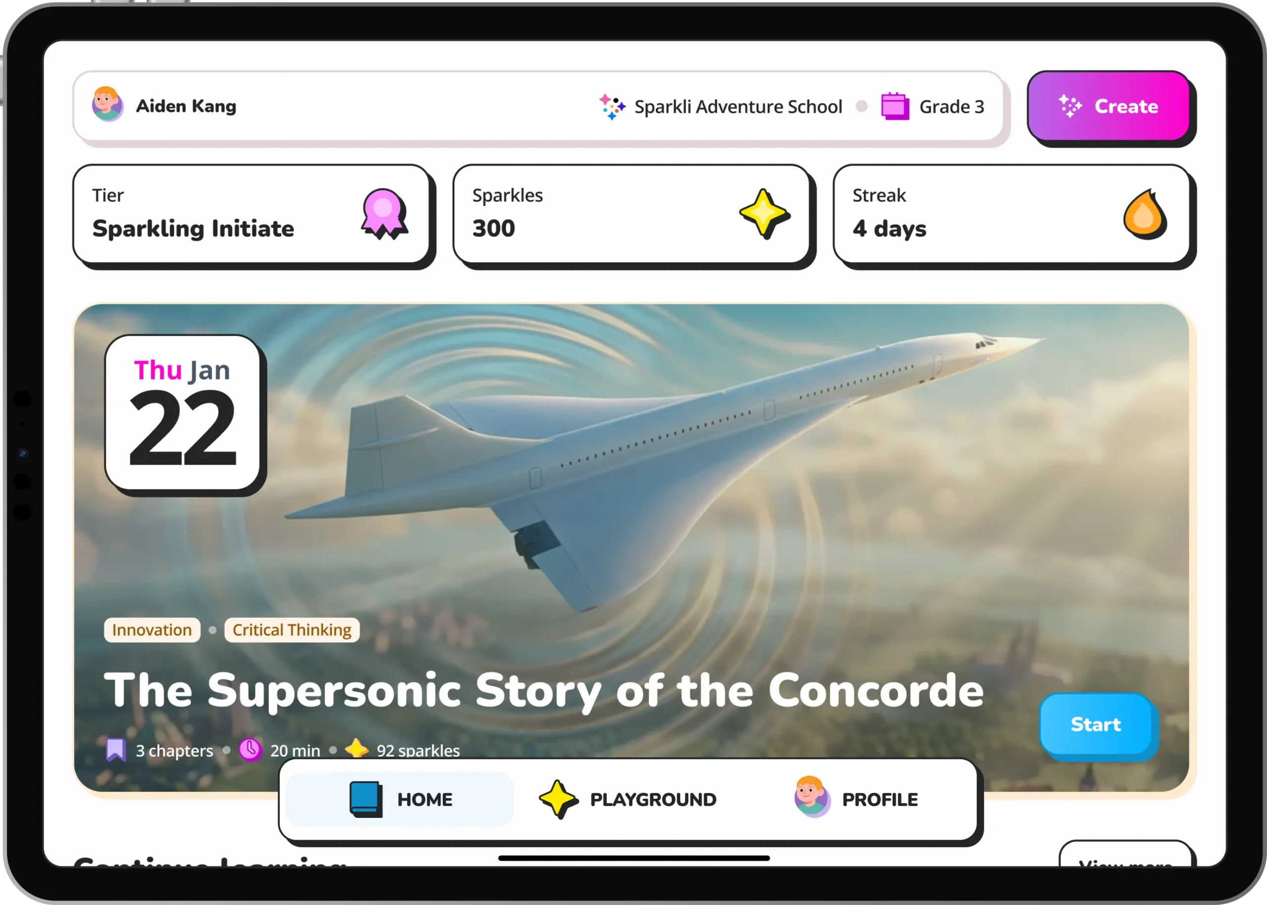 Sparkli AI learning platform for kids