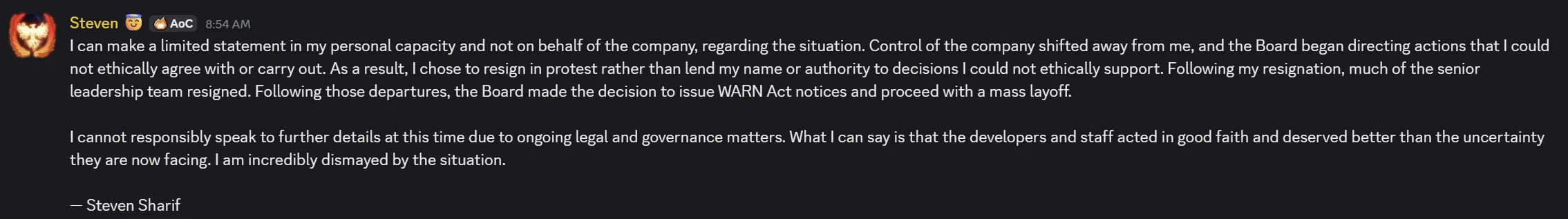 Ashes of Creation layoffs