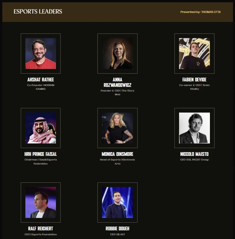 Esports Leaders Honours 2026 shortlist